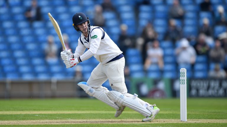 LEEDS, ENGLAND - APRIL 20:  Harry Brook of Yorkshire bats during the Specsavers County Championship Division One match between Yorkshire and Nottinghamshire at Headingley on April 20, 2018 in Leeds, England.  (Photo by Gareth Copley/Getty Images)