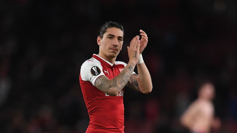 Hector Bellerin during the UEFA Europa League Semi Final leg one match between Arsenal FC and Atletico Madrid at Emirates Stadium on April 26, 2018