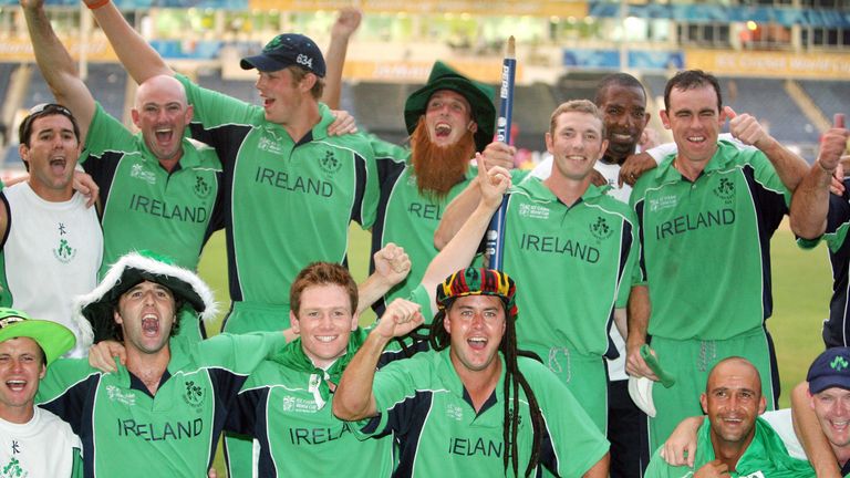 Ireland celebrate their upset win over Pakistan in the 2007 Cricket World Cup