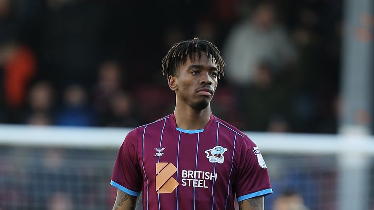 Ivan Toney during the Sky Bet League One match between Scunthorpe United and Northampton Town at Glanford Park on February 17, 2018 in Scunthorpe, England.