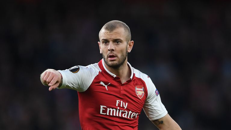 Jack Wilshere during the UEFA Europa League Semi Final leg one match between Arsenal FC and Atletico Madrid at Emirates Stadium on April 26, 2018 in London, United Kingdom.