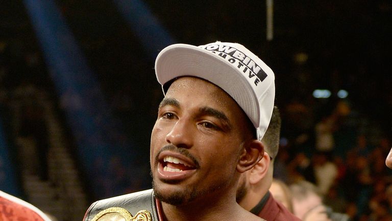 J'Leon Love  Marco Periban during their super middleweight bout at the MGM Grand Garden Arena on May 3, 2014 in Las Vegas, Nevada.