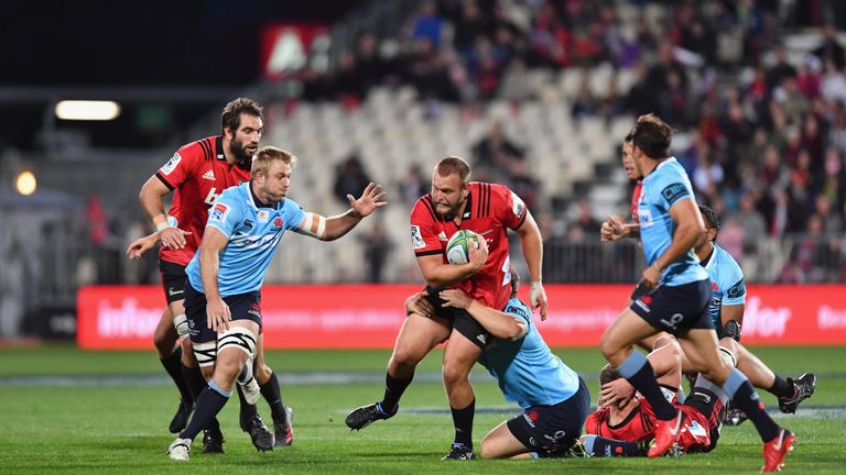 Joe Moody carries the ball up for the Crusaders
