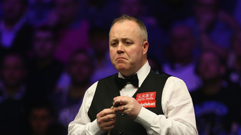 John Higgins looks dejected during the Semi-Final match between Mark Allen and John Higgins on Day Seven of The Dafabet Masters at Alexandra Palace on January 20, 2018 in London, England.