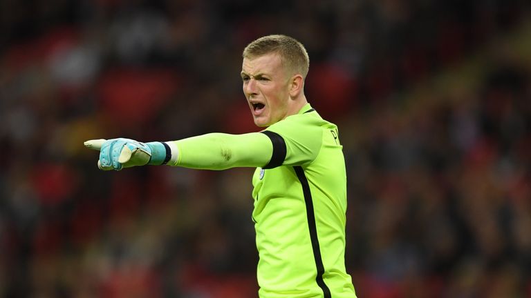 Jordan Pickford during the International Friendly between England and Germany at Wembley Stadium on November 10, 2017 in London, England.