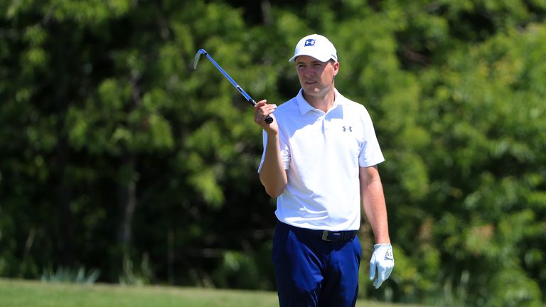 Jordan Spieth during the first round of the AT&T Byron Nelson at Trinity Forest Golf Club on May 17, 2018 in Dallas, Texas.