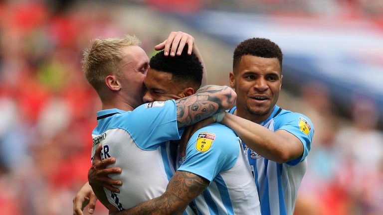 Jordan Willis celebrates Coventry's first goal