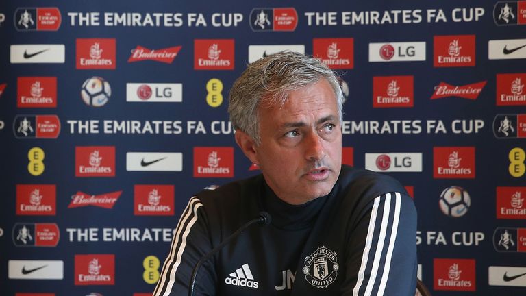 Manchester United boss Jose Mourinho faces the media ahead of the FA Cup final