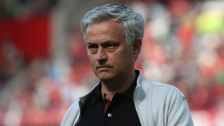 Jose Mourinho during the Premier League match between Manchester United and Watford at Old Trafford on May 13, 2018