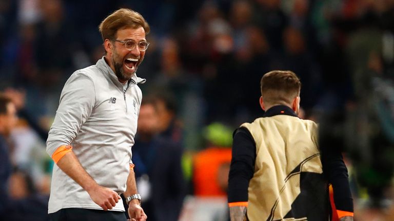 Jurgen Klopp during the UEFA Champions League Semi Final Second Leg match between A.S. Roma and Liverpool at Stadio Olimpico on May 2, 2018 in Rome, Italy.