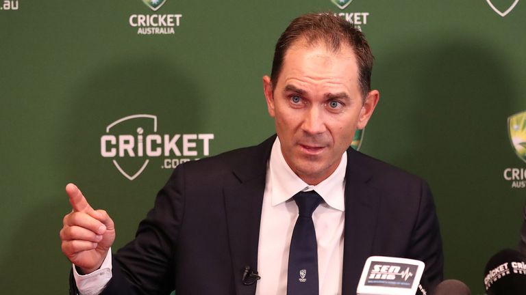 New head coach of the Australia men's cricket team Justin Langer speak to the media during a press conference on May 3, 2018