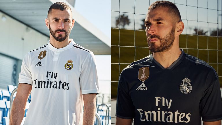 Karim Benzema models Real Madrid shirts for the 2018/19 season (credit: adidas)