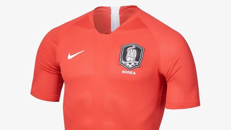 South Korea will wear a figure-hugging plain red home shirt during the tournament
