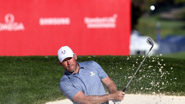 during singles matches of the 2016 Ryder Cup at Hazeltine National Golf Club on October 2, 2016 in Chaska, Minnesota.