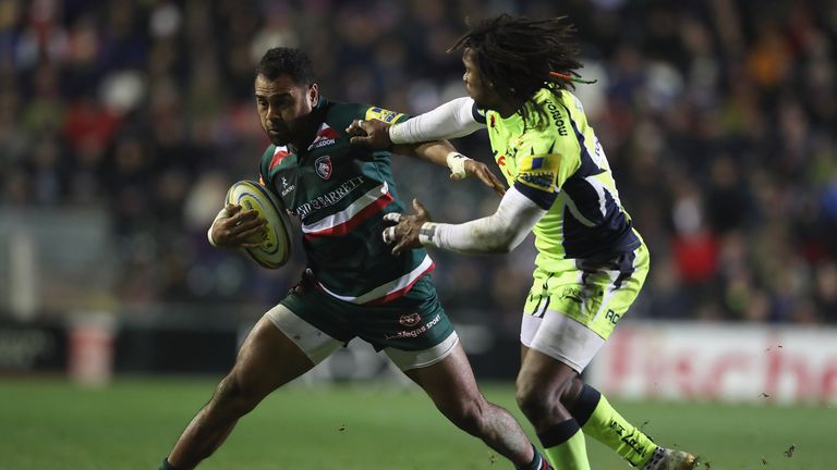 during the Aviva Premiership match between Leicester Tigers and Sale Sharks at Welford Road on November 19, 2017 in Leicester, England.