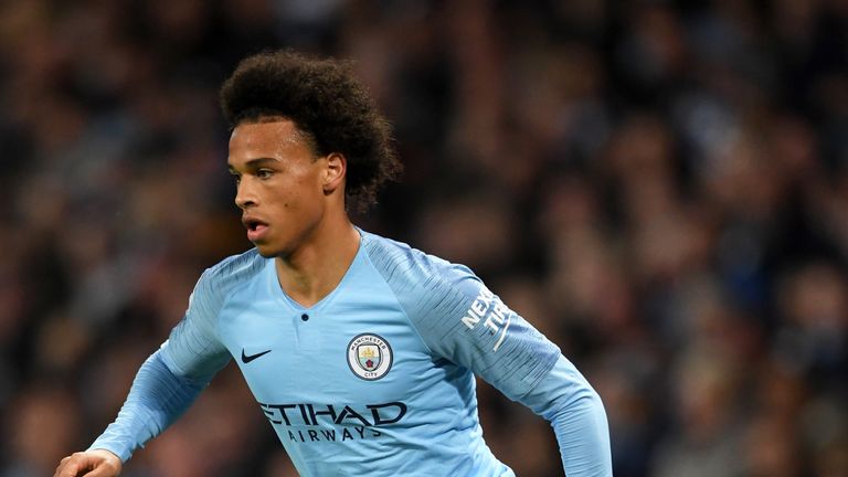 Leroy Sane in action during the Premier League against Brighton and Hove Albion