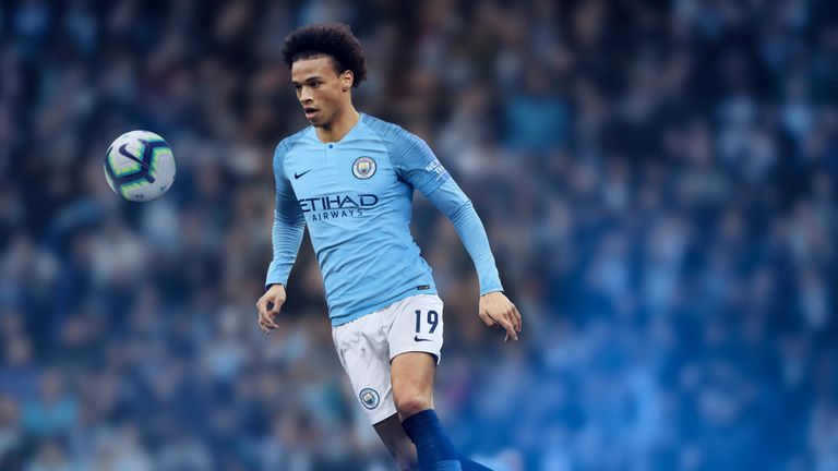 Leroy Sane of Manchester City during the Premier League match between Manchester City and Manchester United at Etihad Stadium on April 7, 2018 in Manchester, England.