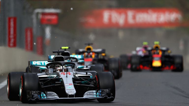 Lewis Hamilton on track during the Azerbaijan Formula One Grand Prix at Baku City Circuit on April 29, 2018