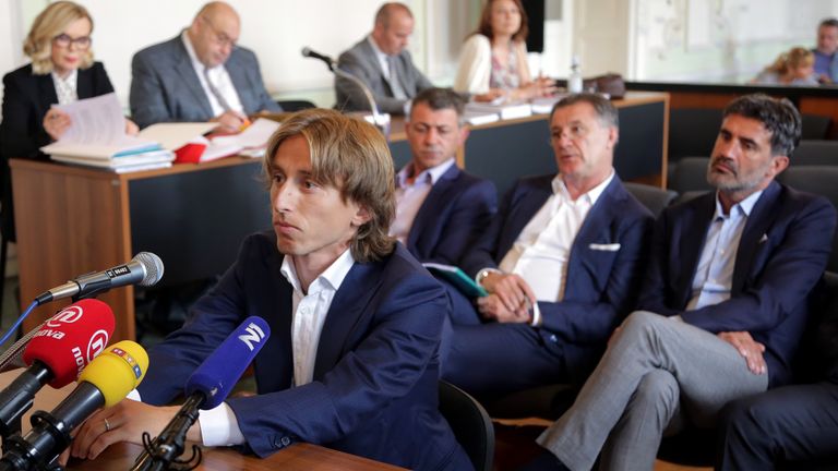 Luka Modric giving his testimony in Zdravko Mamic's corruption trial
