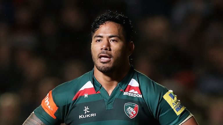 during the Aviva Premiership match between Leicester Tigers and Newcastle Falcons at Welford Road on April 27, 2018 in Leicester, England.