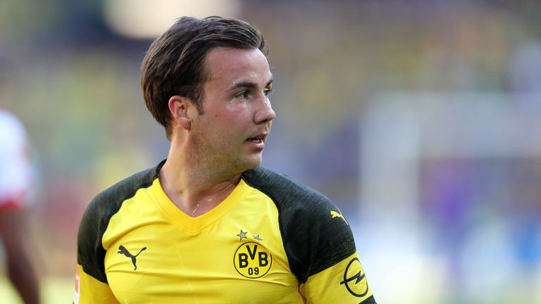 Mario Gotze sports the new kit during the final home game of the season