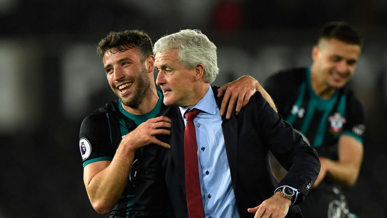  during the Premier League match between Swansea City and Southampton at Liberty Stadium on May 8, 2018 in Swansea, Wales.