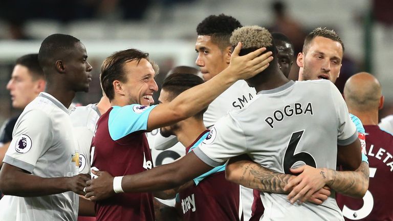  during the Premier League match between West Ham United and Manchester United at London Stadium on May 10, 2018 in London, England.