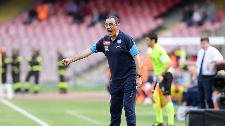 Maurizio Sarri during the serie A match between Napoli and Torino