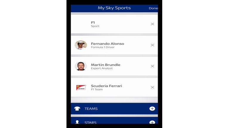 The Sky Sports mobile app Personalise your F1 experience F1