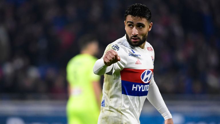 Nabil Fekir celebrates for Lyon