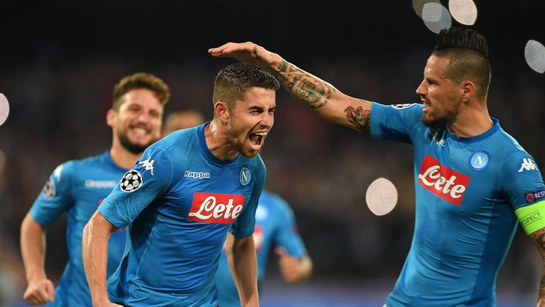 Jorginho during the UEFA Champions League group F match between SSC Napoli and Manchester City at Stadio San Paolo on November 1, 2017 in Naples, Italy.