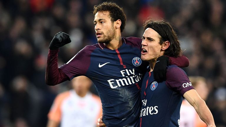 Paris Saint-Germain duo Neymar and Edinson Cavani