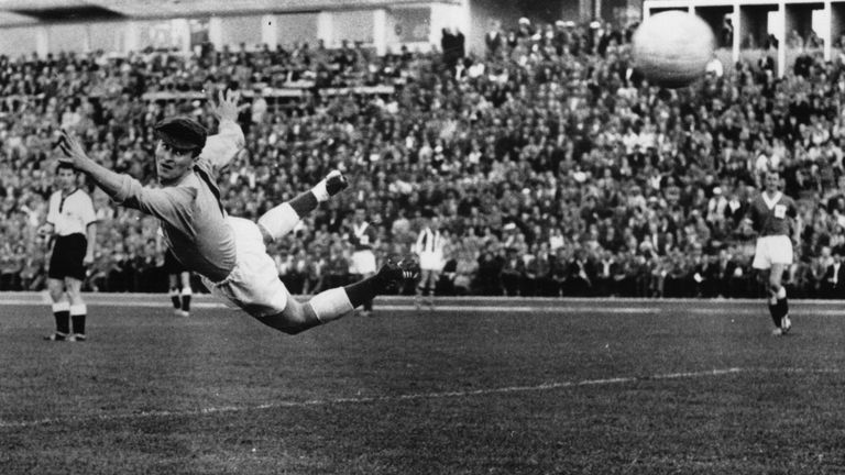 Northern Ireland keeper Harry Gregg fails to stop West Germany scoring in Malmo