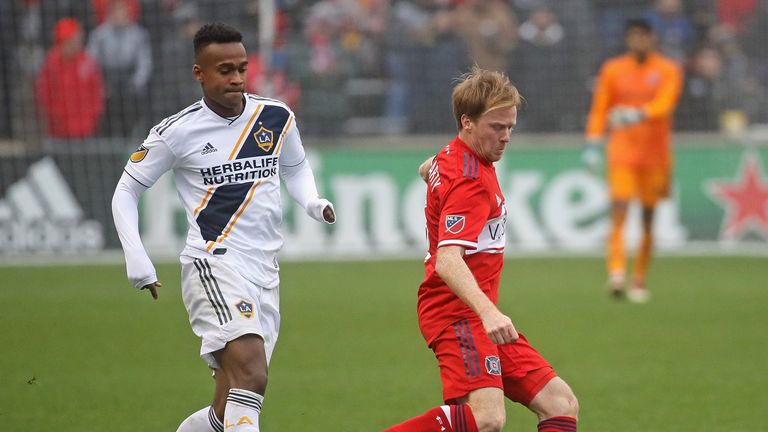 BRIGEVIEW, IL - APRIL 14:   at Toyota Park on April 14, 2018 in Bridgeview, Illinois. The Galaxy defeated the Fire 1-0. (Photo by Jonathan Daniel/Getty Images)