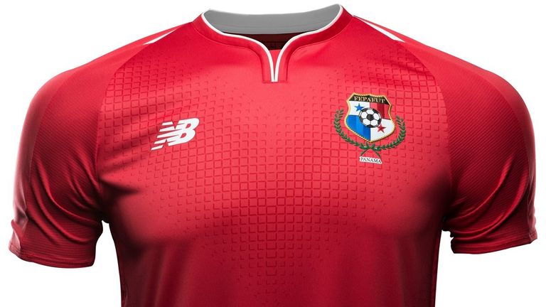The Panama red home shirt includes a subtle chevron design pattern