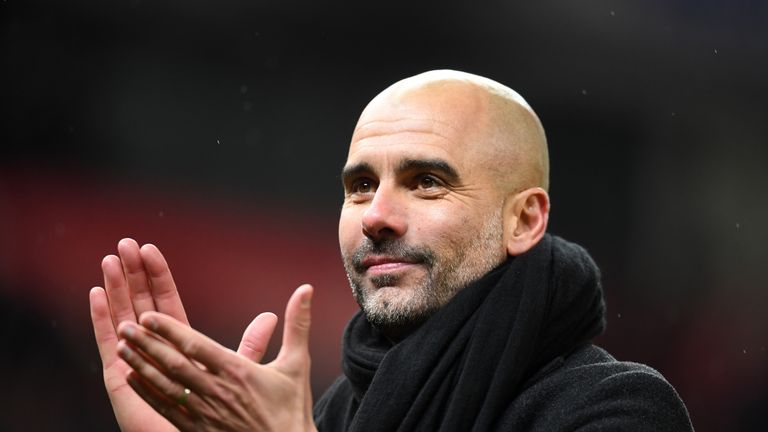 Pep Guardiola during the Premier League match between Stoke City and Manchester City at Bet365 Stadium on March 12, 2018 in Stoke on Trent, England.