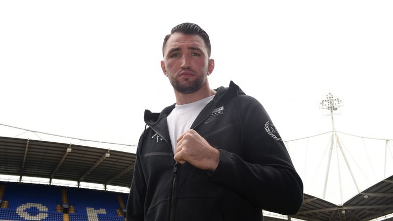  during the Sam Sexton and Hughie Fury Press Conference at Macron Stadium on April 23, 2018 in Bolton, England.