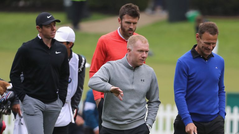 Rory McIlroy, Michael Carrick, Paul Scholes and Teddy Sheringham played together in the pro-am ahead of the BMW PGA Championship at Wentworth