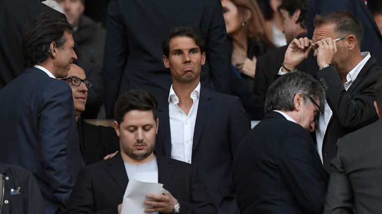 Rafael Nadal was invited by Atletico Madrid to watch their Europa League tie with Arsenal