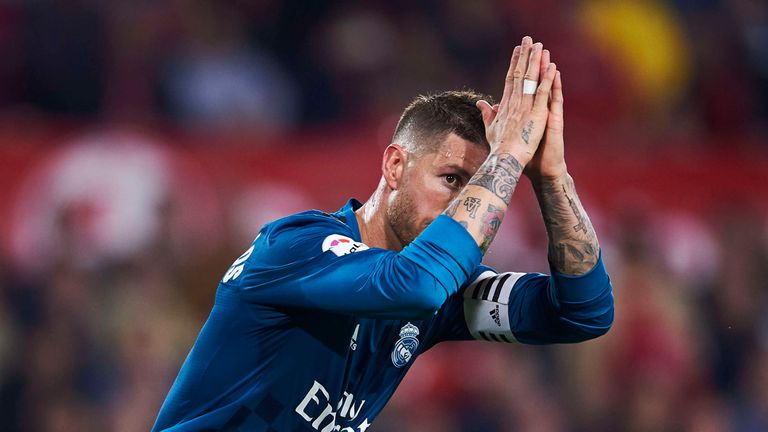 Ramos produced an apologetic celebration after his late goal