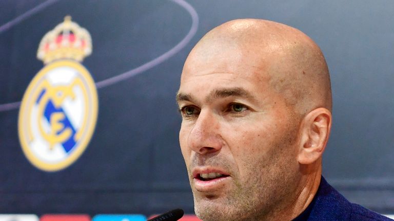 Real Madrid's French coach Zinedine Zidane gives a press conference to announce his resignation in Madrid