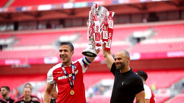  during the Sky Bet League One Play Off Final between Rotherham United and Shrewsbury Town at Wembley Stadium on May 27, 2018 in London, England.