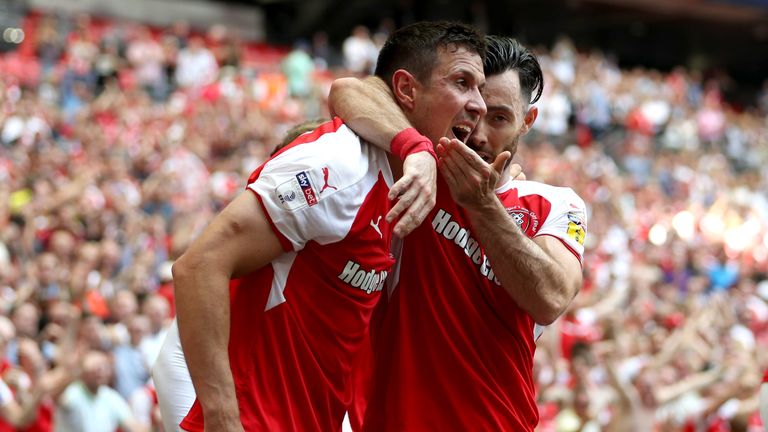  during the Sky Bet League One Play Off Final between Rotherham United and Shrewsbury Town at Wembley Stadium on May 27, 2018 in London, England.