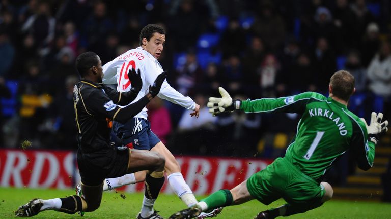 A young Rodrigo in action for Bolton against Wigan in January, 2011 