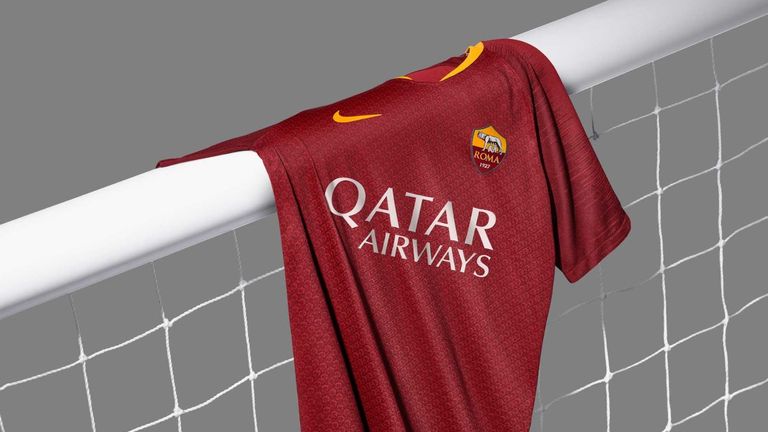 The new Roma home kit features a typeface inspired by medieval letters