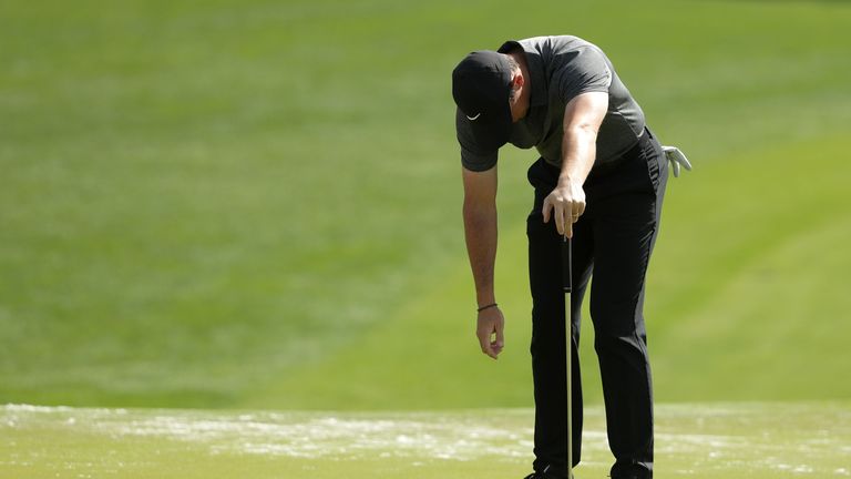 during the first round of the 2018 Wells Fargo Championship at Quail Hollow Club on May 3, 2018 in Charlotte, North Carolina.