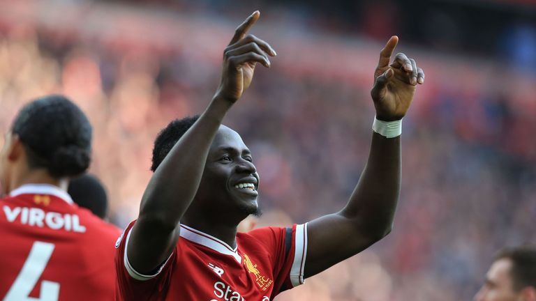Sadio Mane celebrates after scoring against Bournemouth 