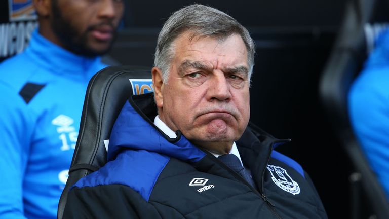 Sam Allardyce awaits kick-off in the Premier League match between Swansea City and Everton at The Liberty Stadium on April 14, 2018