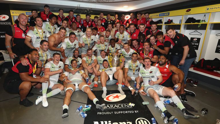 during the Aviva Premiership Final between Exeter Chiefs and Saracens at Twickenham Stadium on May 26, 2018 in London, England.