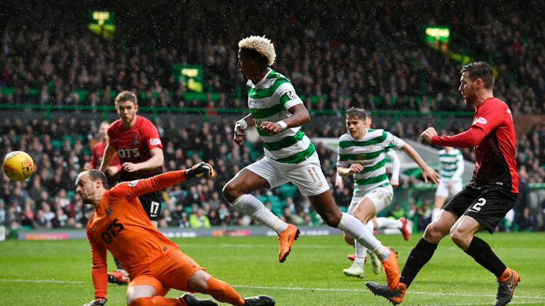 Celtic’s Scott Sinclair has a first half shot which goes wide